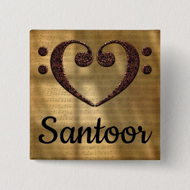 Double Bass Clef Herz Santoor Button (Vorderseite)