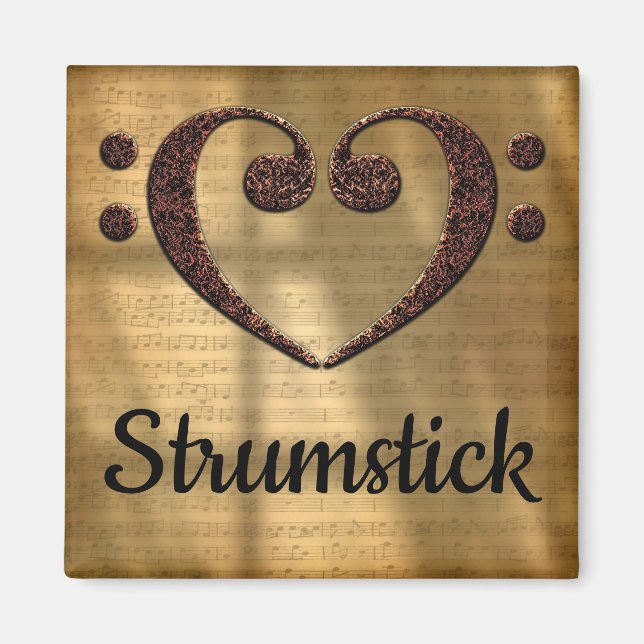 Double Bass Clef Herz Strumstick Magnet (Vorne)