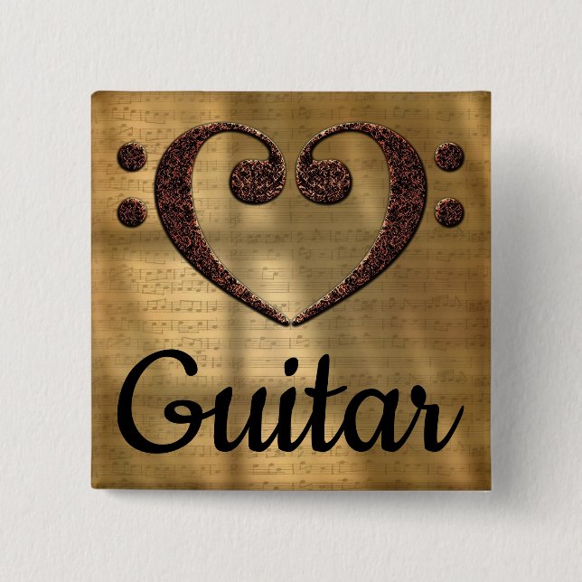 Double Bass Clef Herzgitarre Button (Vorderseite)