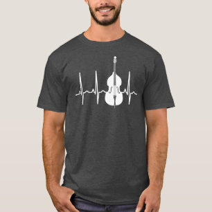 Double Bass Heartbeat Funny Jazz Instruments T-Shirt