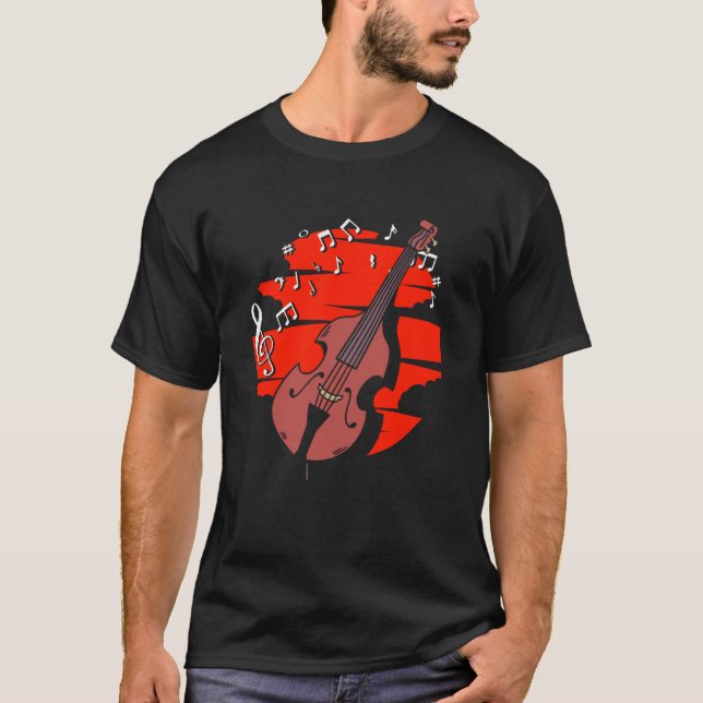 Double Bass Music Notes Jazz Music Contrabass Play T-Shirt (Vorderseite)