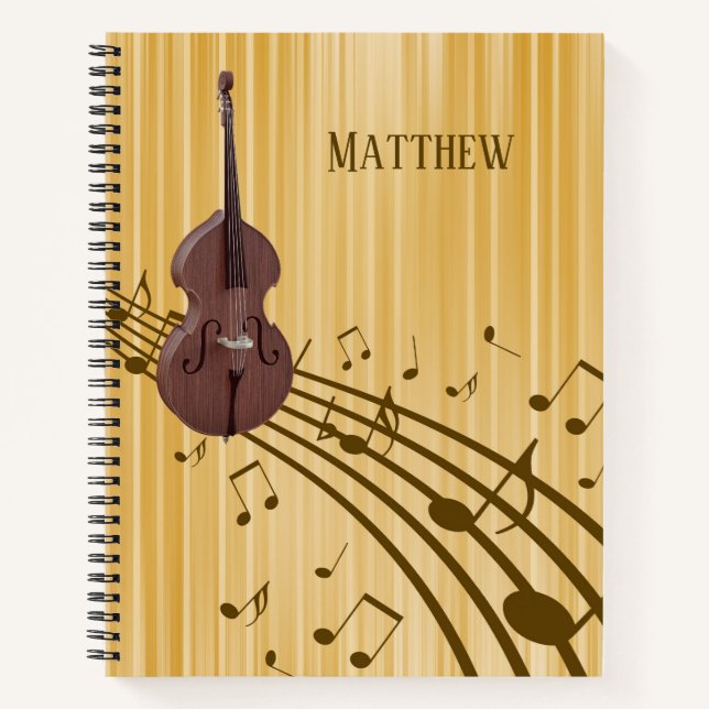 Double Bass String Instrument (groß) Spiral Notizbuch (Vorderseite)
