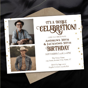 Double Birthday Party Star Confetti Foto Einladung