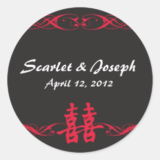 Double Bonheur avec Stickers Scrolls Noir