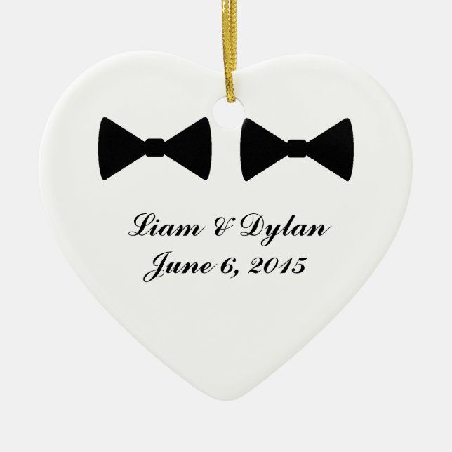 "Double Bow Krawatte" Herzdekoration Keramikornament (Vorne)
