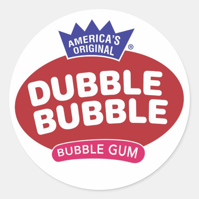 Double Bubble Kaugummi-Logo Runder Aufkleber (Vorderseite)