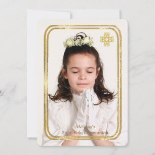 Double cadre or mince photo Invitations religieux