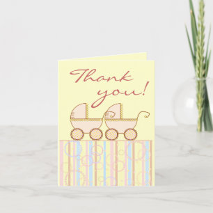 Double Carriage Twin Girl Dankeschön Card Dankeskarte