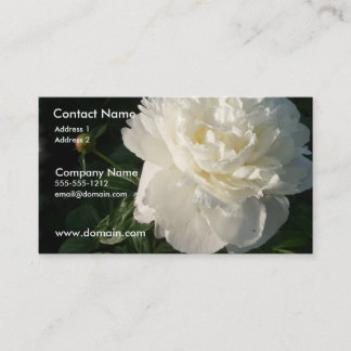 Double carte de visite blanc de pivoine