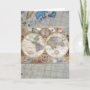 Double carte du 17ème siècle du monde d'hémisphère