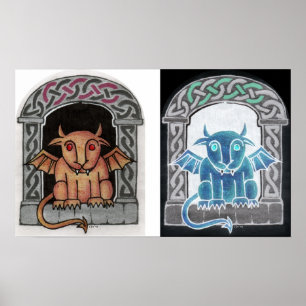 Double Celtic Gargoyle Poster
