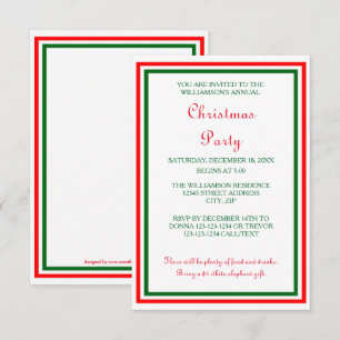 Double Christmas Trim -3x5 Weihnachts-Party laden Einladung