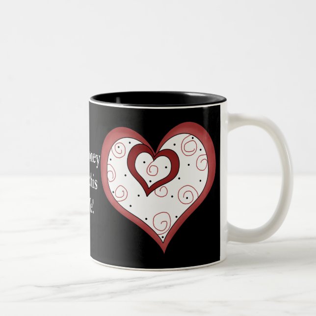 Double Coeur D1 - Amour Personnalisable Mug Café (Droit)