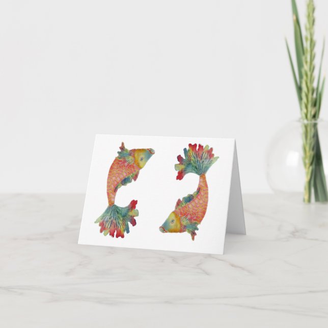Double Coi Poisson blanc carte de voeux (Devant)
