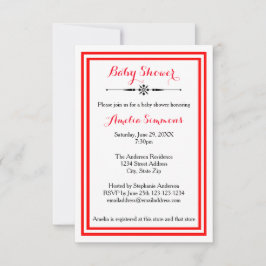 Double coupe rouge - Invitation Baby shower 3x5