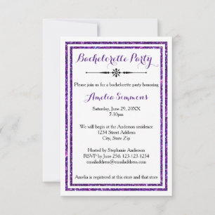 Double coupe violette - Invitation Bachelorette 3x