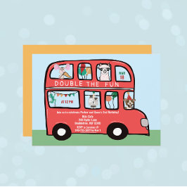 Double Decker Bus Joint Geburtstagspartei Einladung