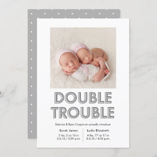 Double difficulté Grey Twins Baby Faire-part
