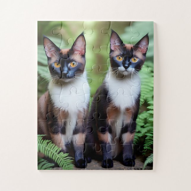 Double difficulté Siamese Cat Twins, Jigsaw Puzzle (Vertical)