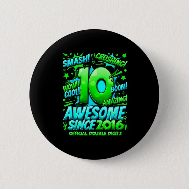 Double Digits 10 Year Old Boys 10th Birthday Boy  Button (Vorderseite)