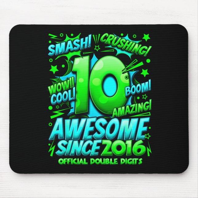 Double Digits 10 Year Old Boys 10th Birthday Boy  Mousepad (Vorne)
