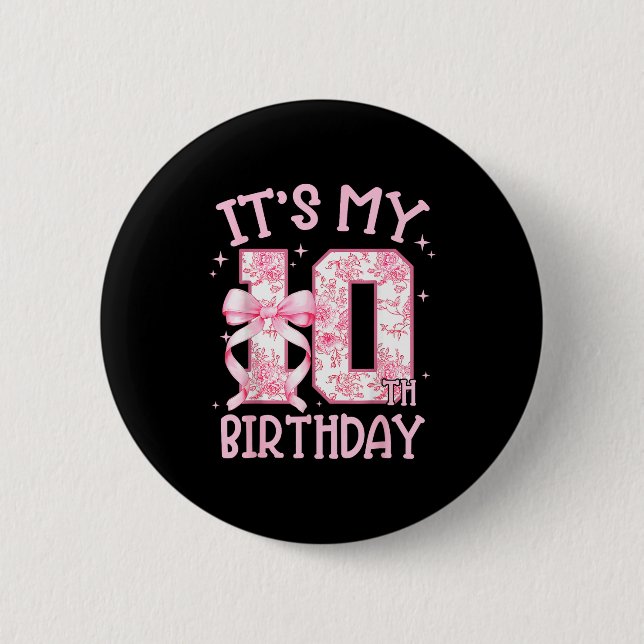 Double Digits Birthday Girl 10th Birthday Coquette Button (Vorderseite)