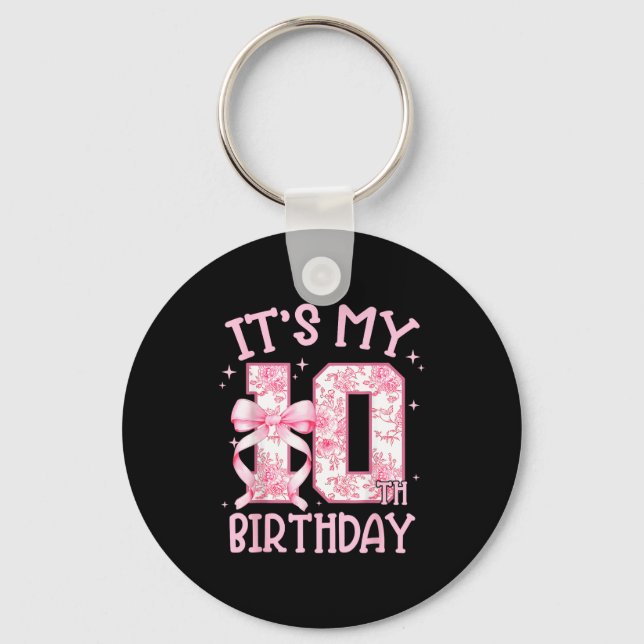 Double Digits Birthday Girl 10th Birthday Coquette Schlüsselanhänger (Vorderseite)