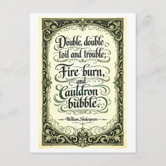 "Double Double Toil and Trouble" Shakespeare Postkarte