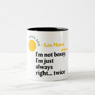 Double Fire Power - Aries Sun, Leo Moon Zodiac Tas Zweifarbige Tasse