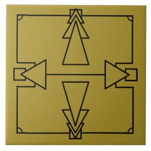 Double flèche Art déco sur carreaux noir et or