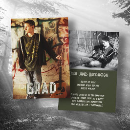 Double Foto Boy Sons Graduation Party Einladung