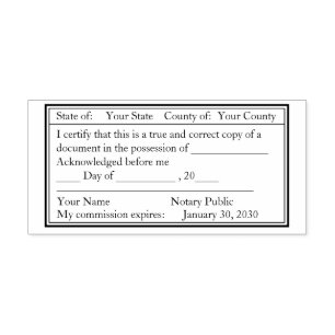 Double Gerahmt Notary Public Copy Briefmarke Permastempel