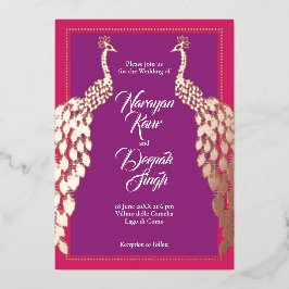 Double Gold Peacocks Folieneinladung