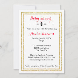 Double Gold Trim - Invitation Baby shower