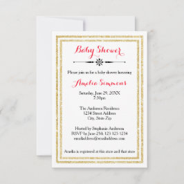 Double Gold Trim - Invitation Baby shower 3x5