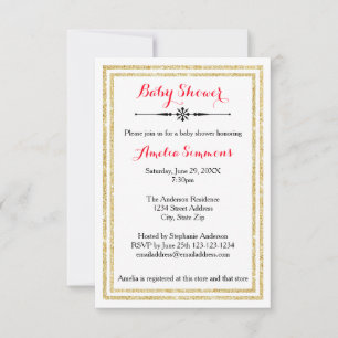 Double Gold Trim - Invitation Baby shower 3x5