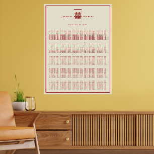 Double Happiness 囍 Tableau de Sièges de Mariage Ch