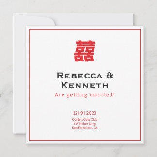 Double happiness Chinese American save the date Einladung