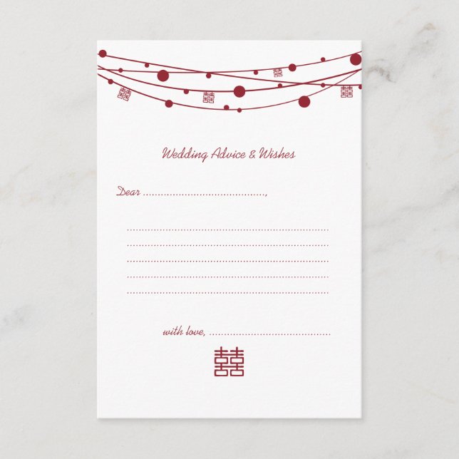 Double Happiness Lanternes Mariage Cartes de conse (Devant)