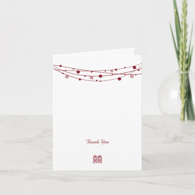 Double Happiness Lanterns Mariage Merci Cartes (Devant)