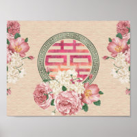 Double Happy Symbol auf Gentle Peony Muster