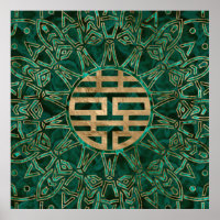 Double Happy Symbol Gold und Malachit