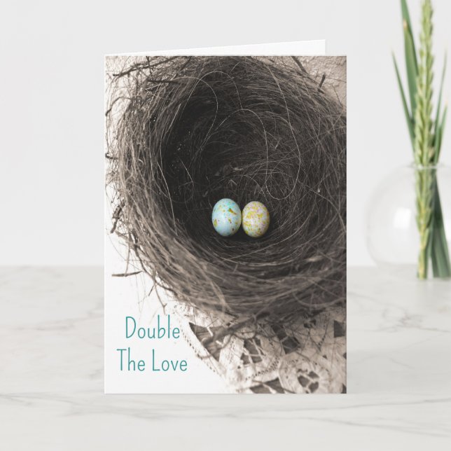 Double La Carte Amour Twins Félicitations Card (Devant)