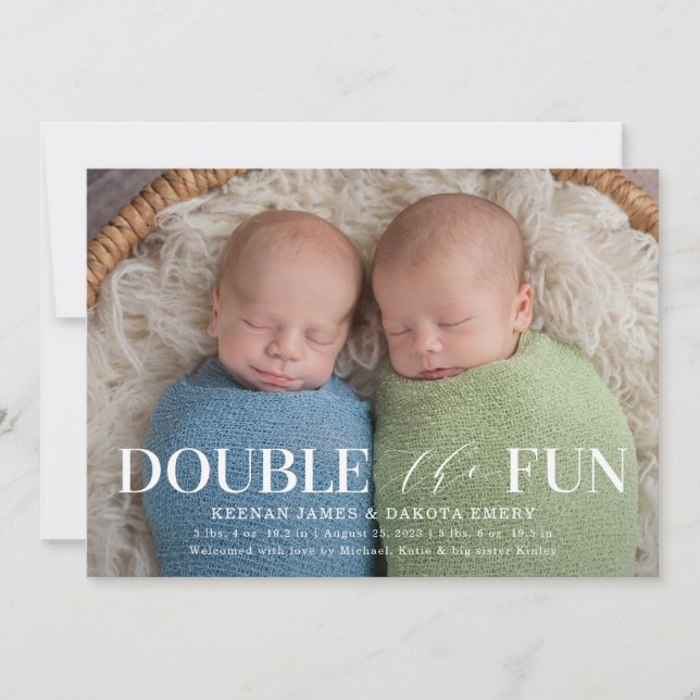 Double le plaisir | Faire-part de naissance photo  (Devant)