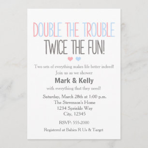 Double le problème TWINS Baby shower Invitation