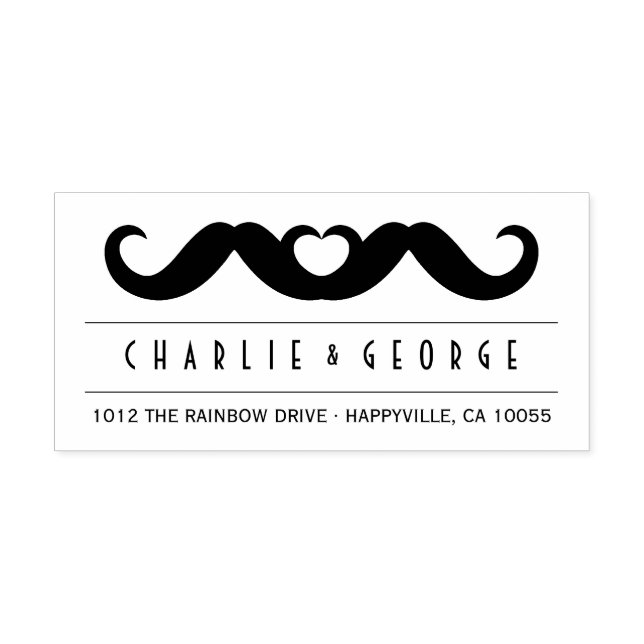 Double Mustache Liebe Gay Wedding Self Inking Brie Permastempel (Design)
