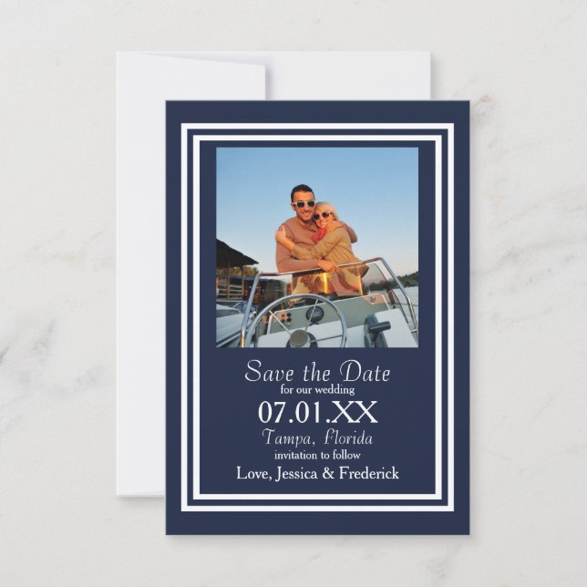 Double Navy - 3x5 Save the Date (Vorderseite)