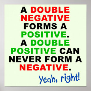 Double Negative Positive Funny Poster Sign