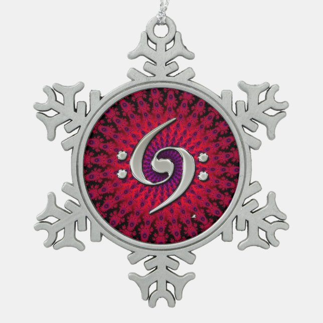 Double ornement d'argent de clef basse de musique (Devant)