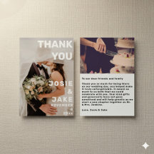 Double photo big and bold wedding thank you card